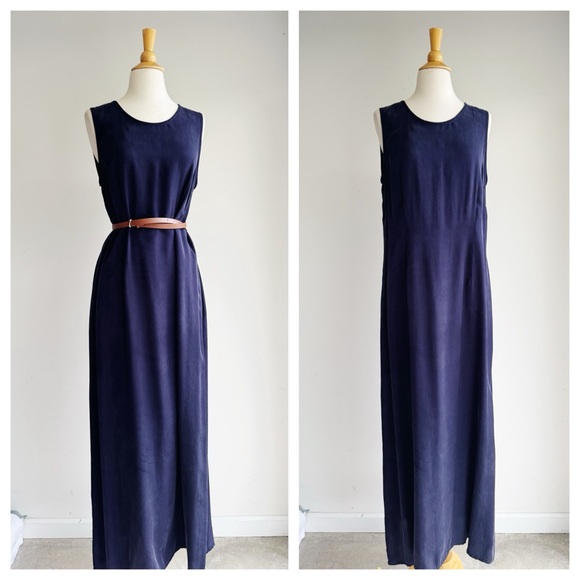 Liz Claiborne Dresses & Skirts - LIZ CLAIBORNE Navy Blue Scoop Neck Maxi Dress Size 14